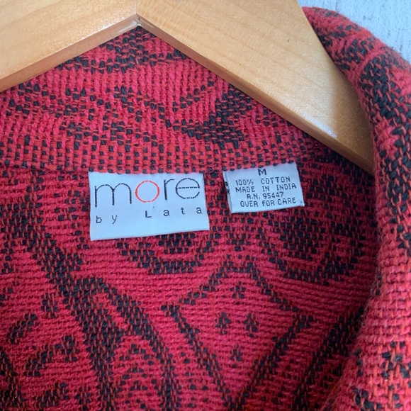 Vintage More by Lata Red 100% Cotton Baroque Tapestry Jacket Size Medium - Picture 2 of 5